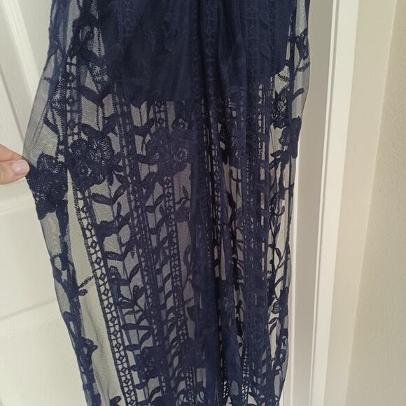 Nordstrom Socialite Lace Overlay Romper Midnight Blue XS - Picture 10 of 14